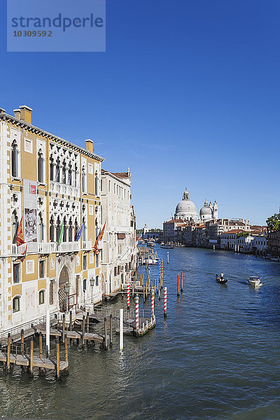 Italien  Veneto  Venedig  Canal Grande  Palazzo Cavalli-Franchetti und Palazoo Barbaro links  Kirche Santa Maria della Salute im Hintergrund rechts