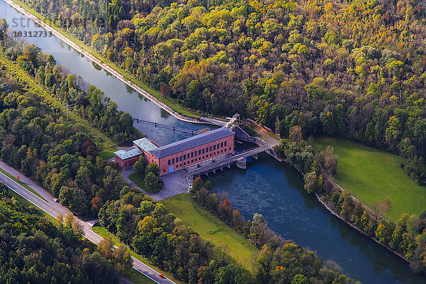 Deutschland  Bayern  Landshut  Isar  Wasserwerk Uppenborn  Luftbild