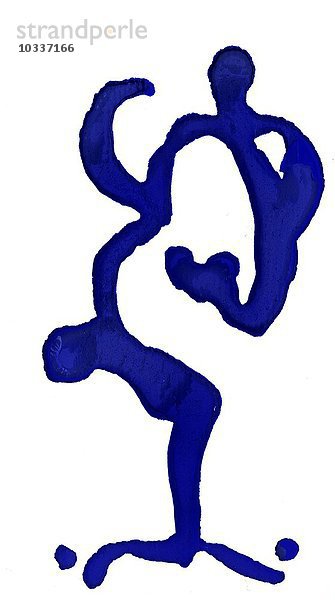 Moderne Kunst - Illustration und Symbolfoto von zwei tanzenden blauen Figuren