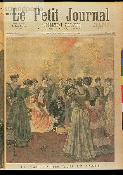 Impfung bei einem Abendempfang während einer Pockenepidemie  aus Le Petit Journal   29. Januar 1894 (Farbstich)