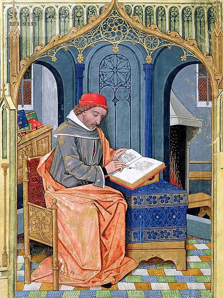 Ms Fr. Fv VI #1 fol.3v Matthäus Platearius (gest.ca.1161) schreibt 'Das Buch der einfachen Arzneien'  ca.1470 (Pergament)