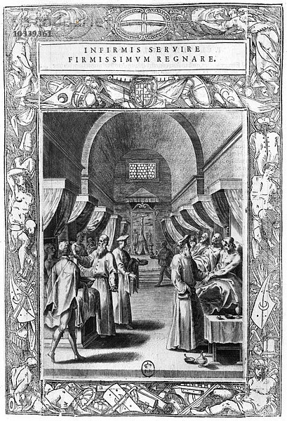 Johanniter vom Orden des Heiligen Johannes von Jerusalem in der Krankenpflege (Stich) (s/w-Foto)