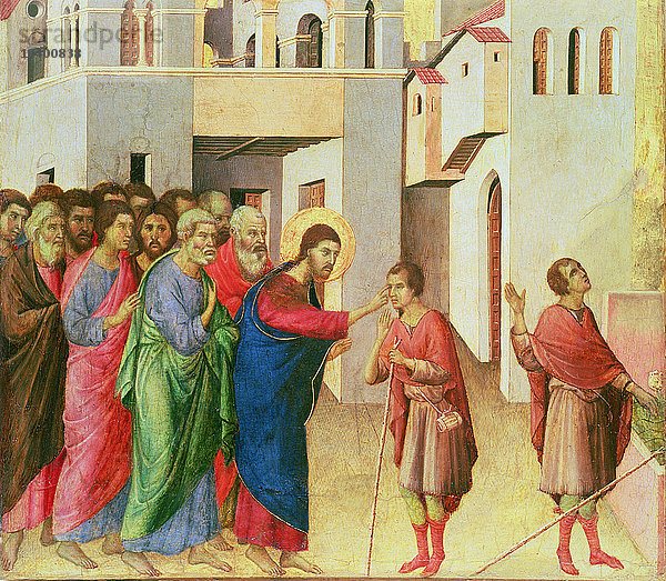 Jesus öffnet einem Blindgeborenen die Augen  1311 (Eitempera auf Tafel)