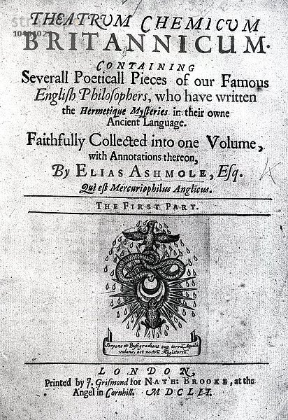 Titelblatt zu Theatrum Chemicum Britannicum von Elias Ashmole  1652 (Druck)