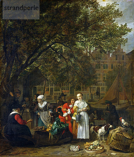 Ein Kräutermarkt in Amsterdam (Öl auf Leinwand)