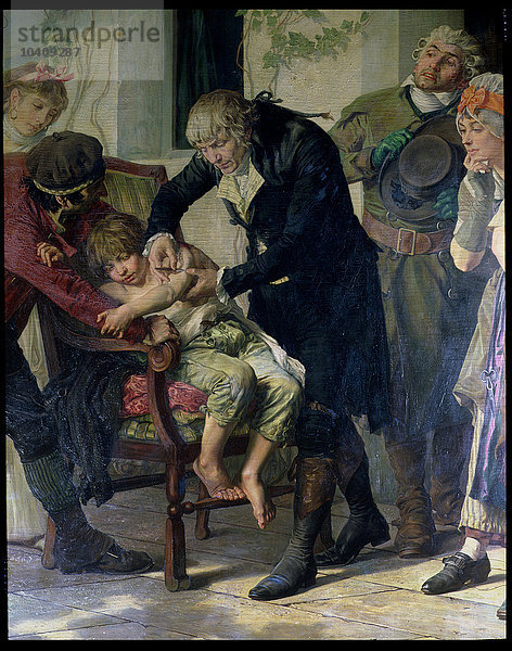 Melingue  Gaston (1840-1914) Edward Jenner (1749-1823) bei der ersten Impfung gegen Pocken 1796  1879 (Detail) (Öl auf Leinwand)
