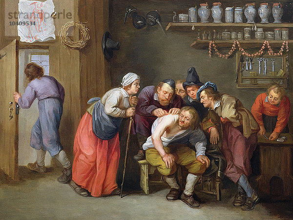 Rombouts  Adriaen (ca. 1640-67) Die Praxis des Quacksalbers (Öl auf Leinwand)