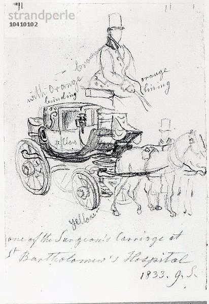 Scharf  George der Ältere (1788-1860) Chirurgenwagen im St. Bartholomews Hospital  London  1833 (Bleistift auf Papier)