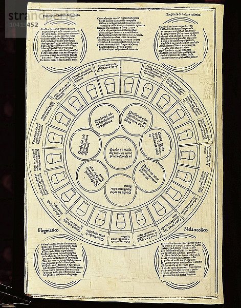 Identifikationsdiagramm für die Analyse von Urin von Johannes de Ketham  1491