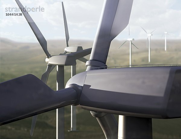 Windpark in einer ländlichen Gegend. Konzeptbild für erneuerbare Energie  Windpark  Kunstwerk