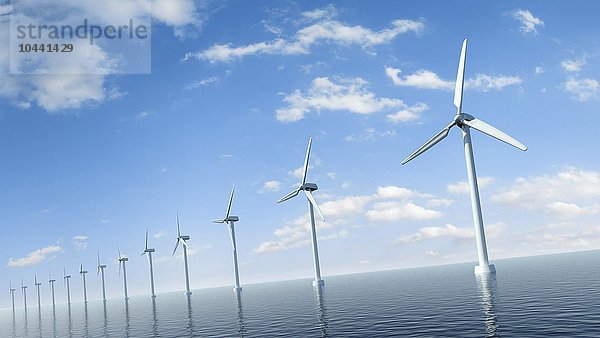 Windpark auf dem Meer - erneuerbare Energie Hintergrundbild  Windturbinen  Kunstwerk