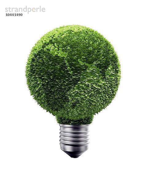 Grüne Blätter Erde auf einer Glühbirne  grüne Energie  konzeptionelles Kunstwerk