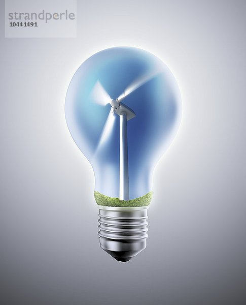Windturbine in einer Glühbirne - Windenergiekonzept  grüne Energie  konzeptionelles Kunstwerk