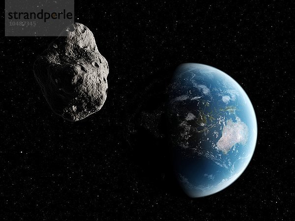 Asteroid im Anflug auf die Erde  Computergrafik Asteroid im Anflug auf die Erde  Grafik
