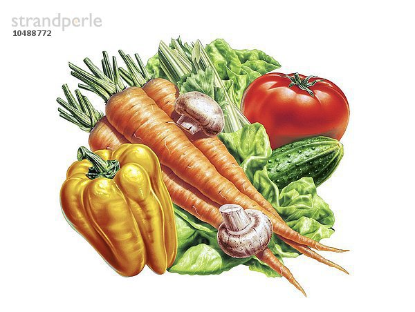 Frisches Obst und Gemüse  Computergrafik Frisches Obst und Gemüse  Kunstwerk