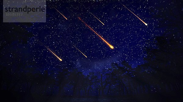 Kunstwerk über einen nächtlichen Meteoritenschauer Meteoritenschauer  Kunstwerk