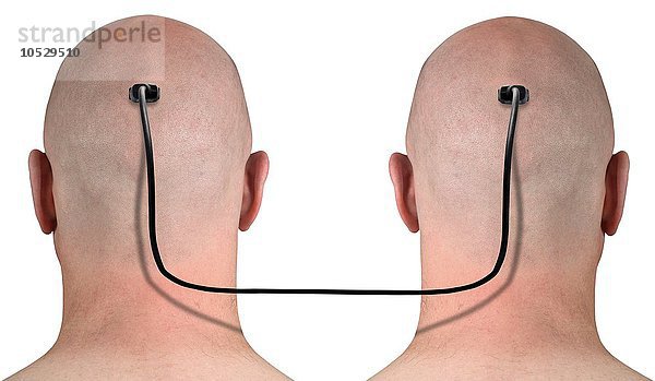 Zwei durch einen Draht verbundene Köpfe