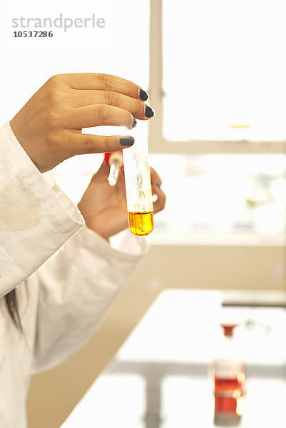 Wissenschaftler mit Reagenzglas im Labor