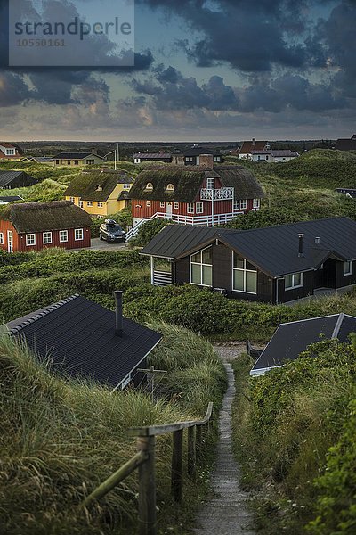 Ferienhäuser  typische Ferienhaussiedlung  am Morgen  Henne Strand  Henne  Syddanmark  Dänemark  Europa