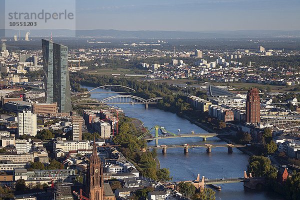Neue Europäische Zentralbank  EZB  Stadtansicht  Ausblick vom Maintower  Frankfurt am Main  Hessen  Deutschland  Europa