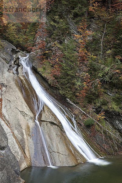 Wasserfall am unteren Eingang zur Starzlachklamm  Herbststimmung  Winkel bei Sonthofen  Oberallgäu  Allgäu  Bayern  Deutschland  Europa