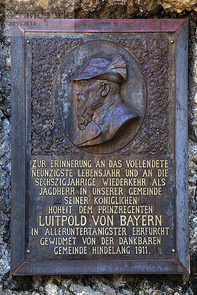Gedenktafel Luitpold von Bayern  bei Hinterstein  Allgäu  Bayern  Deutschland  Europa