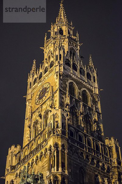 Neues Rathaus  bei Nacht  München  Bayern  Deutschland  Europa
