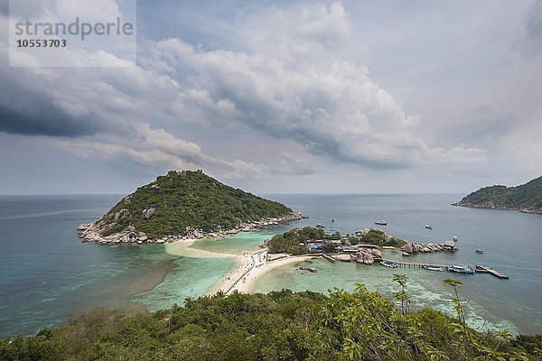 Ausblick über Insel Koh Nang Yuan  auch Nangyuan  bei Koh Tao  Golf von Thailand  Thailand  Asien