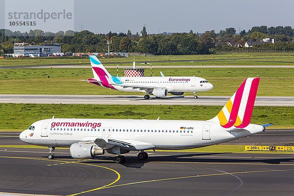 Germanwings und Eurowings Airbus A320  Flughafen Düsseldorf-International  Düsseldorf  Nordrhein-Westfalen  Deutschland  Europa