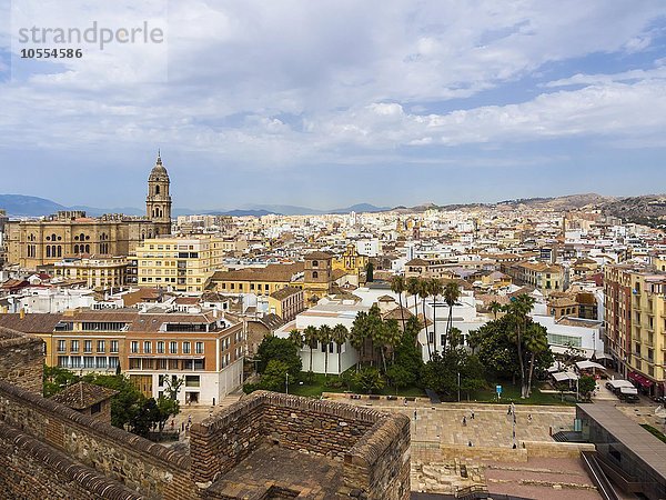 Ausblick von Monte de Gibralfaro auf die Altstadt  Málaga  Andalusien  Spanien  Europa