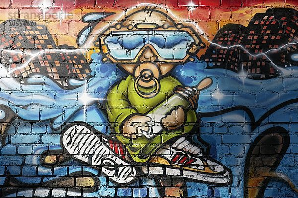 Baby mit Schnuller  Taucherbrille und Milchflasche  Graffiti  Streetart  Köln-Mülheim  Nordrhein-Westfalen  Deutschland  Europa