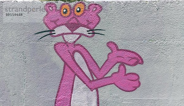 Der rosarote Panther  Pink Panther  Zeichentrick-Figur  Graffiti  Streetart  Duisburg-Meiderich  Ruhrgebiet  Nordrhein-Westfalen  Deutschland  Europa