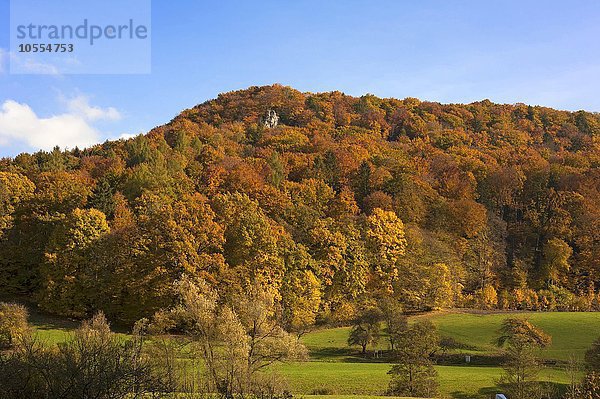Landschaft im Herbst  Egloffstein  Fränkische Schweiz  Oberfranken  Bayern  Deutschland  Europa
