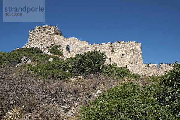 Ruine der Johanniterburg Kastéllos Kritiniá  Rhodos  Dodekanes  Griechenland  Europa