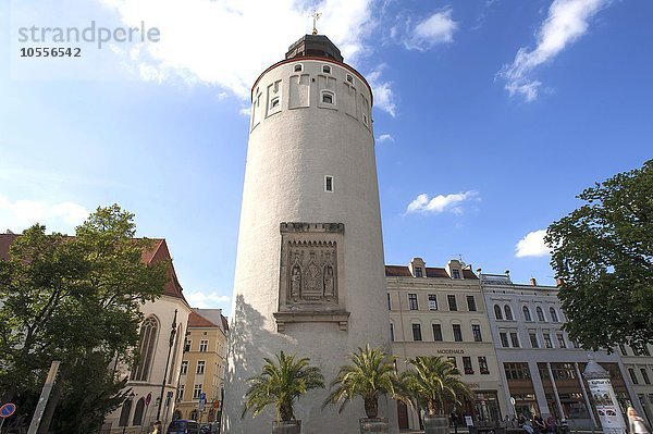 Dicker Turm oder auch Frauenturm mit Stadtwappen  Görlitz  Oberlausitz  Sachsen  Deutschland  Europa