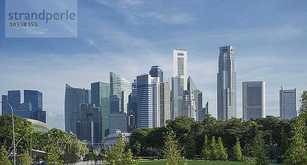 Hochhäuser in Singapur über einem Stadtpark  Singapur  Singapur