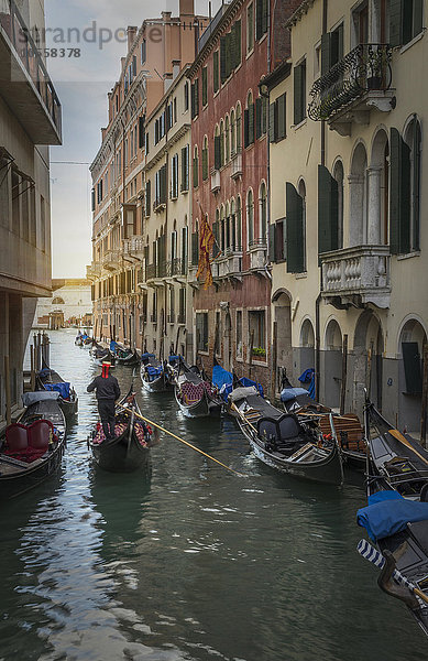 Gondoliere auf dem Kanal von Venedig  Venetien  Italien