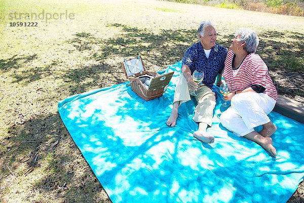 Seniorenpaar beim Picknick im Freien