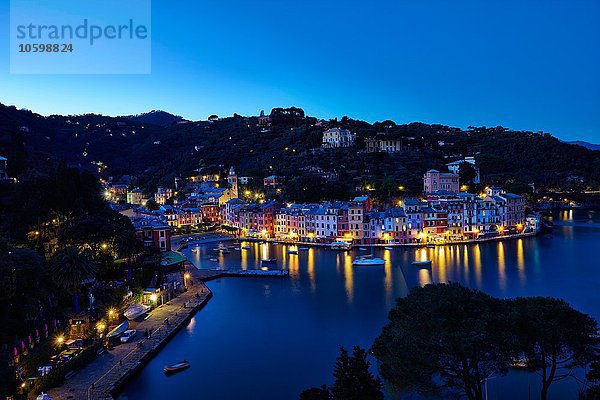 Hafenstadt Portofino bei Nacht  Italien