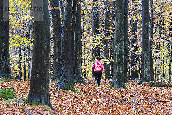 Mutter und Sohn laufen im Wald