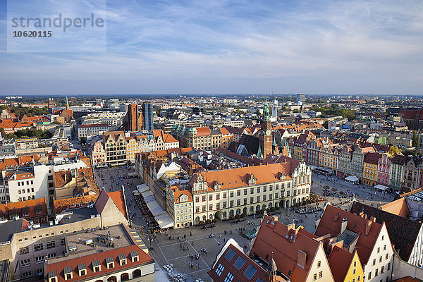 Polen  Breslau  Altstadtmarkt  historisches Stadtzentrum von oben  Stadtbild