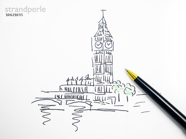 Big Ben in London  symbolisches Bild  gezeichnet