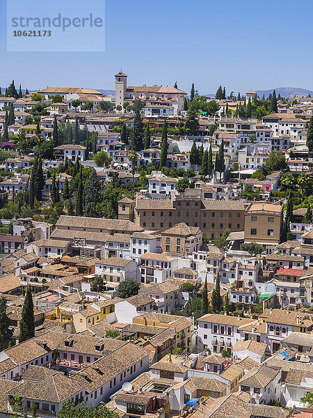 Spanien  Andalusien  Granada  Blick vom Alhambra Palast auf Albayzin