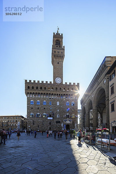 Italien  Florenz  Blick zum Palazzo Vecchio an der Piazza della Signoria