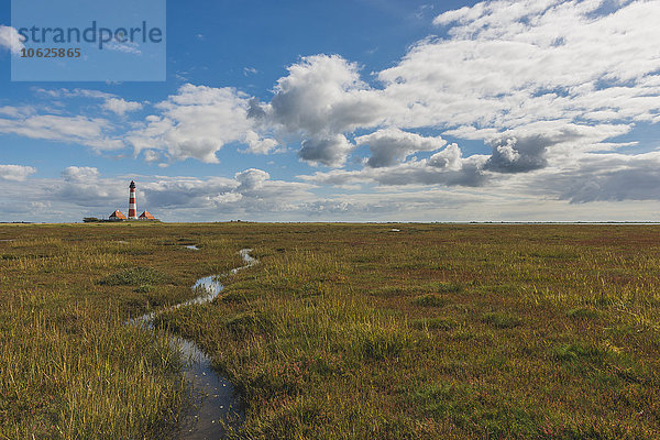 Deutschland  Schleswig-Holstein  Nordseeküste  Blick auf Westerheversand Leuchtturm