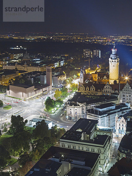 Deutschland  Sachsen  Leipzig  Luftbild mit neuem Rathaus und St. Trinitatis Kirche