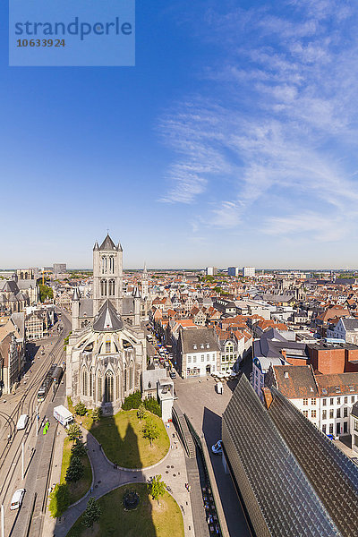 Belgien  Gent  Altstadt  Stadtbild mit Nikolauskirche
