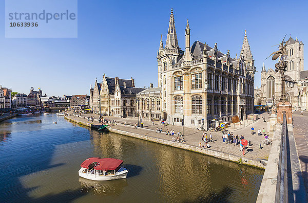Belgien  Gent  Altstadt  historische Häuser am Fluss Leie
