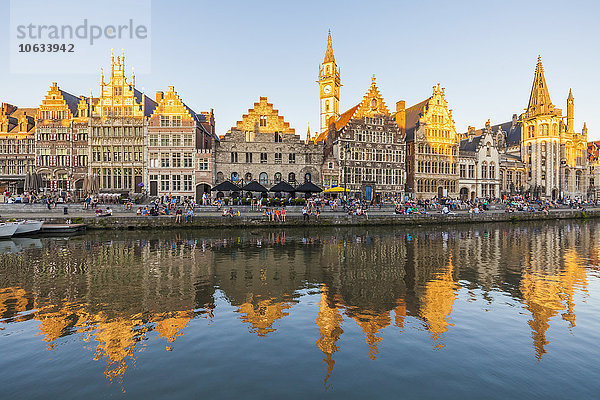 Belgien  Gent  Altstadt  Graslei  historische Häuser am Fluss Leie