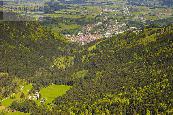 Deutschland  Bayern  Blick vom Mittagberg ins Steigbachtal mit Immenstadt im Hintergrund